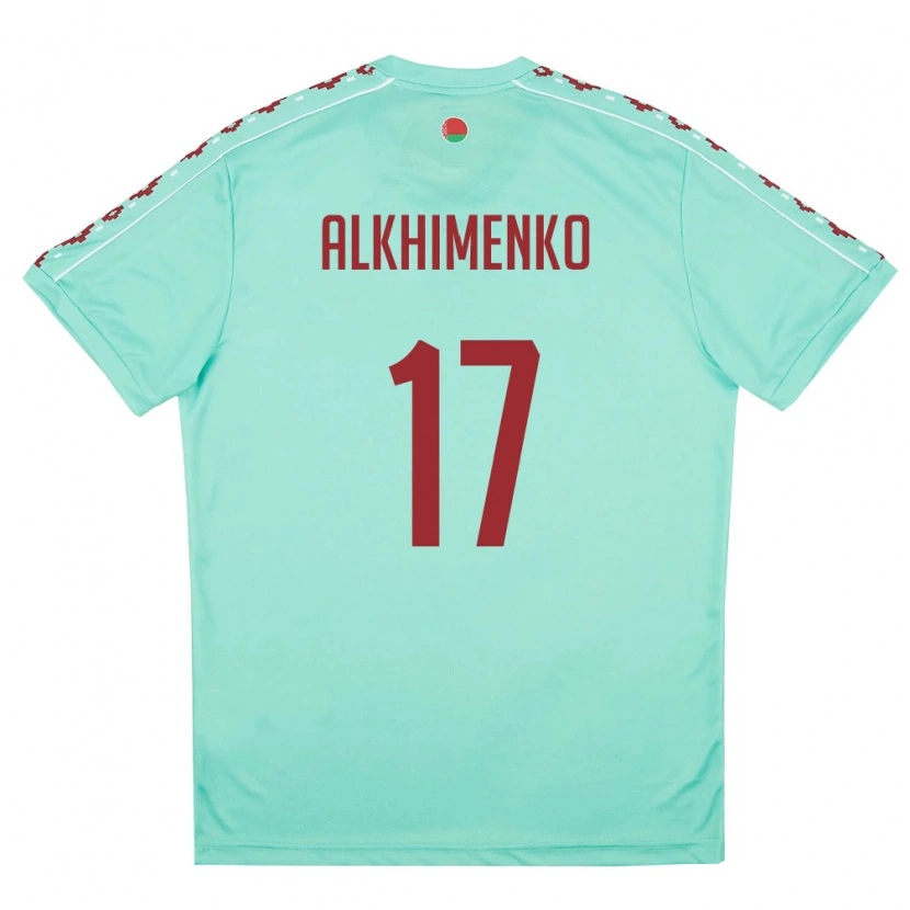 Danxen Niño Camiseta Bielorrusia Nikolay Alkhimenko #17 Verde Claro Borgoña 2ª Equipación 26-28 La Camisa