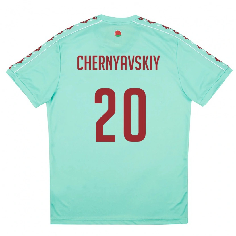 Danxen Niño Camiseta Bielorrusia Vasiliy Chernyavskiy #20 Verde Claro Borgoña 2ª Equipación 26-28 La Camisa