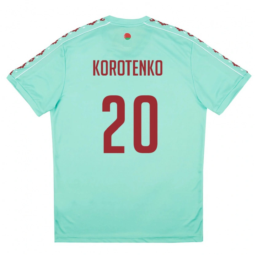 Danxen Niño Camiseta Bielorrusia Bogdan Korotenko #20 Verde Claro Borgoña 2ª Equipación 26-28 La Camisa