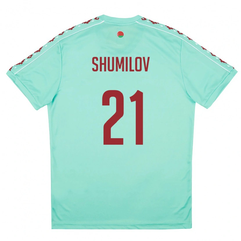Danxen Niño Camiseta Bielorrusia Arseniy Shumilov #21 Verde Claro Borgoña 2ª Equipación 26-28 La Camisa