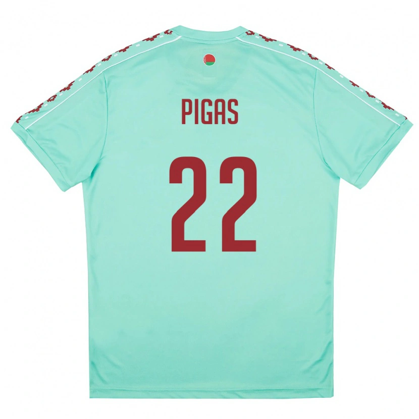 Danxen Niño Camiseta Bielorrusia Vadim Pigas #22 Verde Claro Borgoña 2ª Equipación 26-28 La Camisa