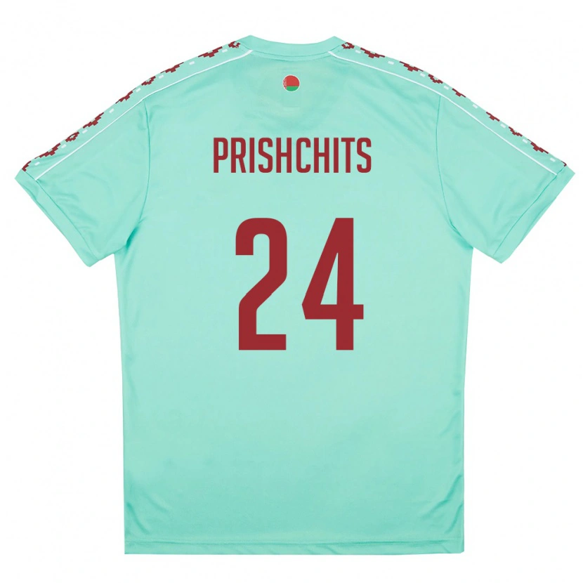 Danxen Niño Camiseta Bielorrusia Daniil Prishchits #24 Verde Claro Borgoña 2ª Equipación 26-28 La Camisa