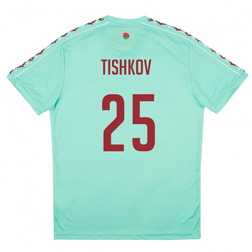 Danxen Niño Camiseta Bielorrusia Nikita Tishkov #25 Verde Claro Borgoña 2ª Equipación 26-28 La Camisa