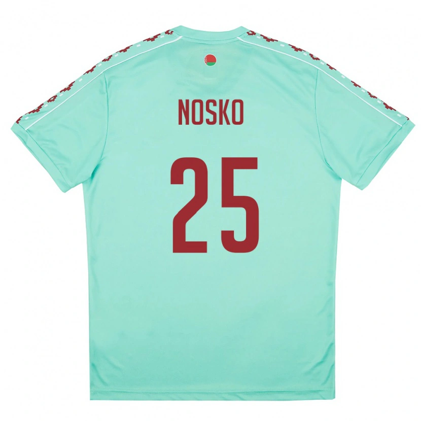 Danxen Niño Camiseta Bielorrusia Daniil Nosko #25 Verde Claro Borgoña 2ª Equipación 26-28 La Camisa