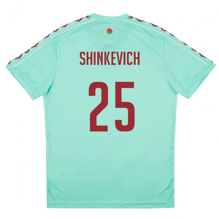 Danxen Niño Camiseta Bielorrusia Dariush Shinkevich #25 Verde Claro Borgoña 2ª Equipación 26-28 La Camisa