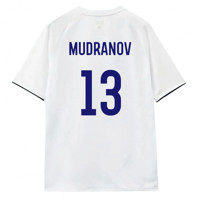 Danxen Niño Camiseta Rusia Artur Mudranov #13 Blanco Marrón Negro 2ª Equipación 26-28 La Camisa