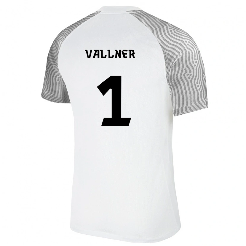 Danxen Niño Camiseta Estonia Karl Andre Vallner #1 Blanco Gris 2ª Equipación 26-28 La Camisa