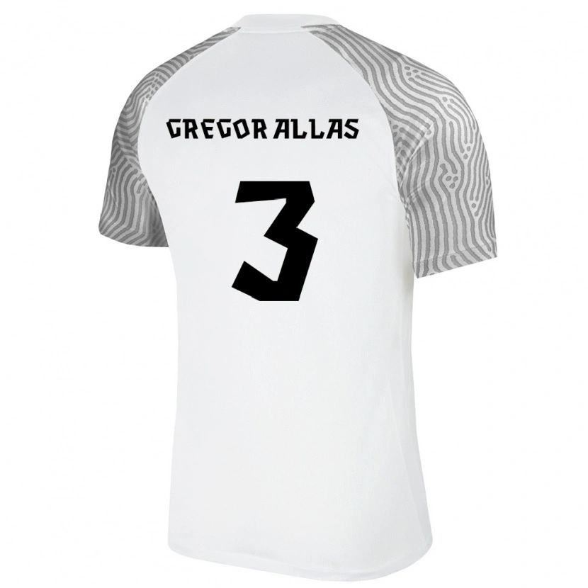 Danxen Niño Camiseta Estonia Johann Gregor Allas #3 Blanco Gris 2ª Equipación 26-28 La Camisa