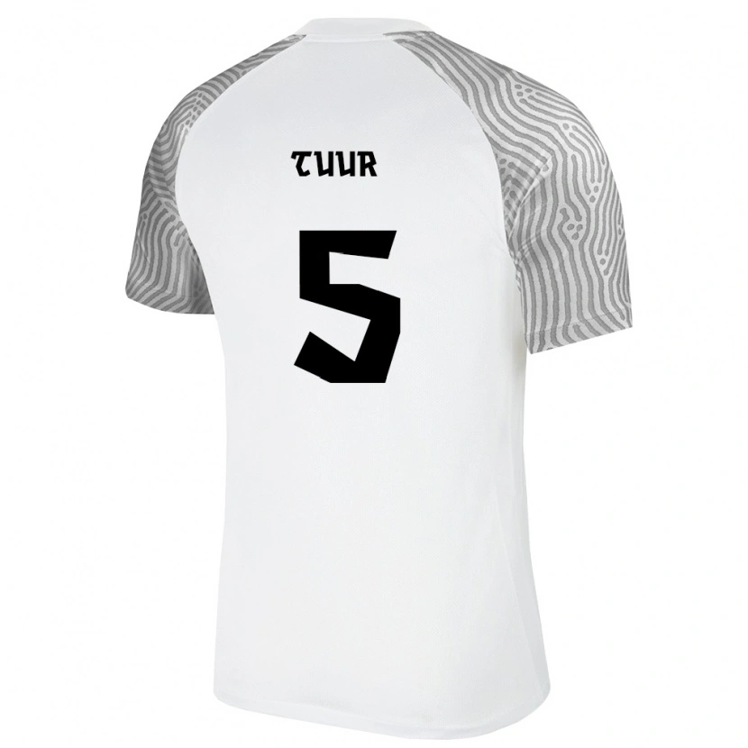 Danxen Niño Camiseta Estonia Henri Tuur #5 Blanco Gris 2ª Equipación 26-28 La Camisa