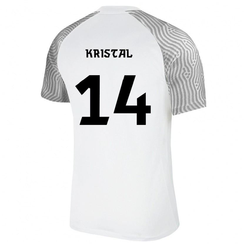 Danxen Niño Camiseta Estonia Patrik Kristal #14 Blanco Gris 2ª Equipación 26-28 La Camisa