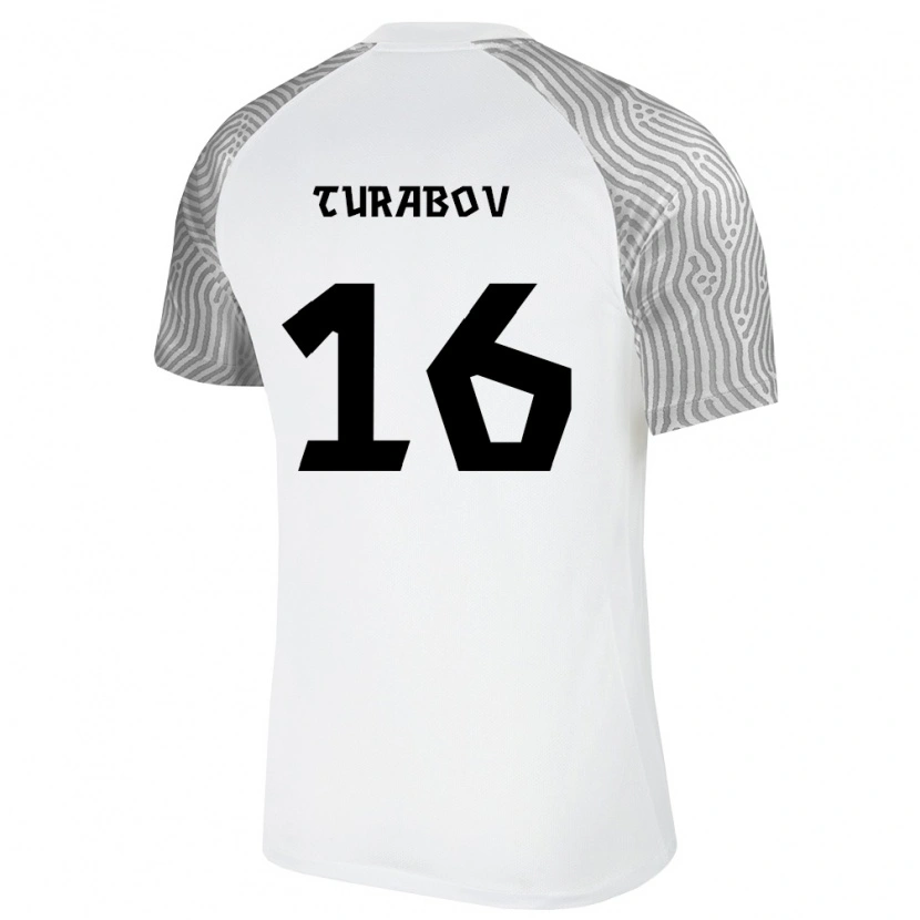 Danxen Niño Camiseta Estonia Ruslan Turabov #16 Blanco Gris 2ª Equipación 26-28 La Camisa