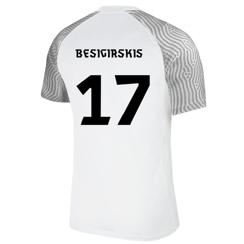 Danxen Niño Camiseta Estonia Arnas Besigirskis #17 Blanco Gris 2ª Equipación 26-28 La Camisa