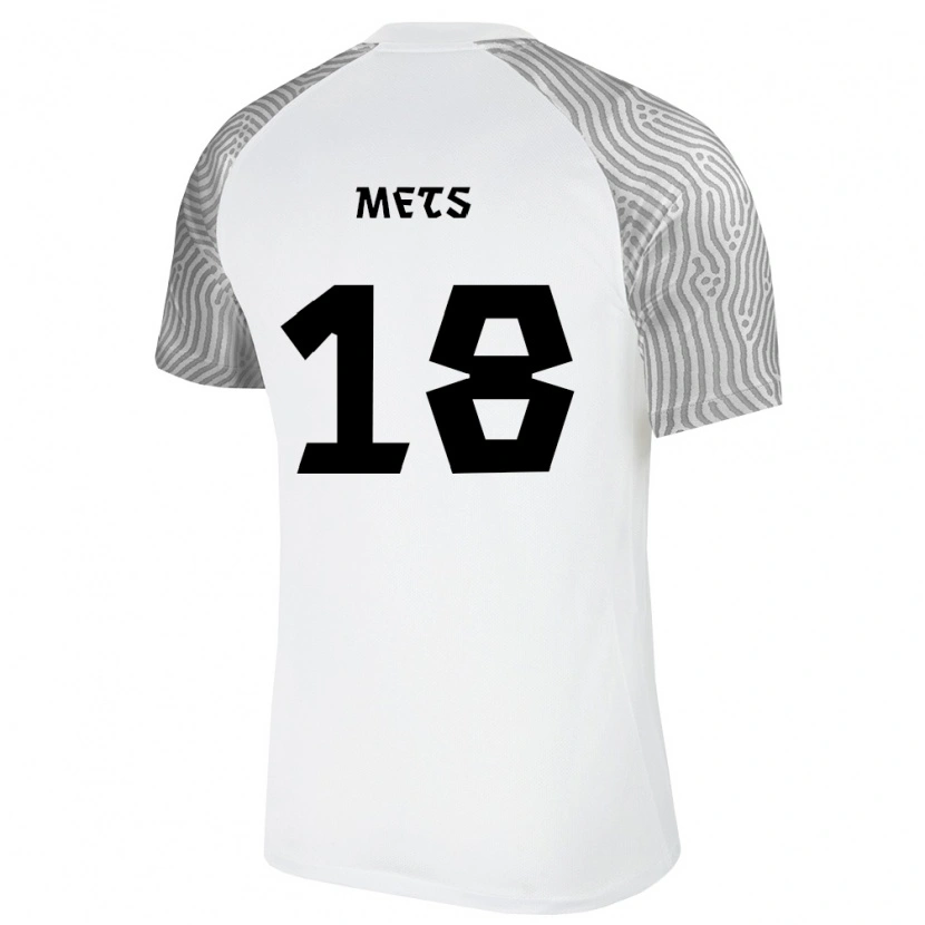 Danxen Niño Camiseta Estonia Karol Mets #18 Blanco Gris 2ª Equipación 26-28 La Camisa