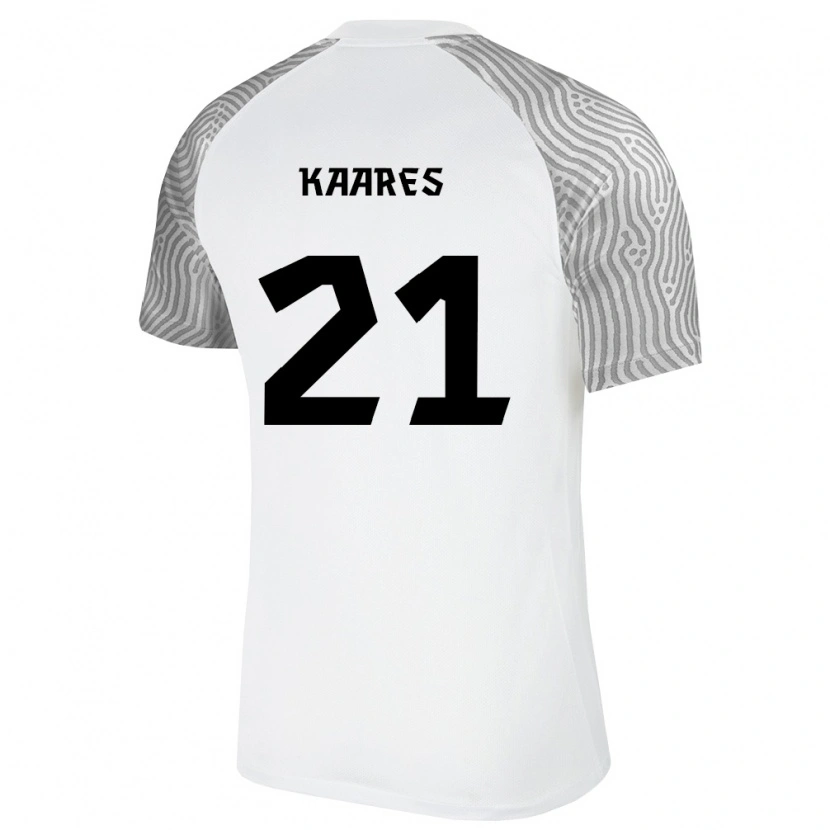 Danxen Niño Camiseta Estonia Andero Kaares #21 Blanco Gris 2ª Equipación 26-28 La Camisa