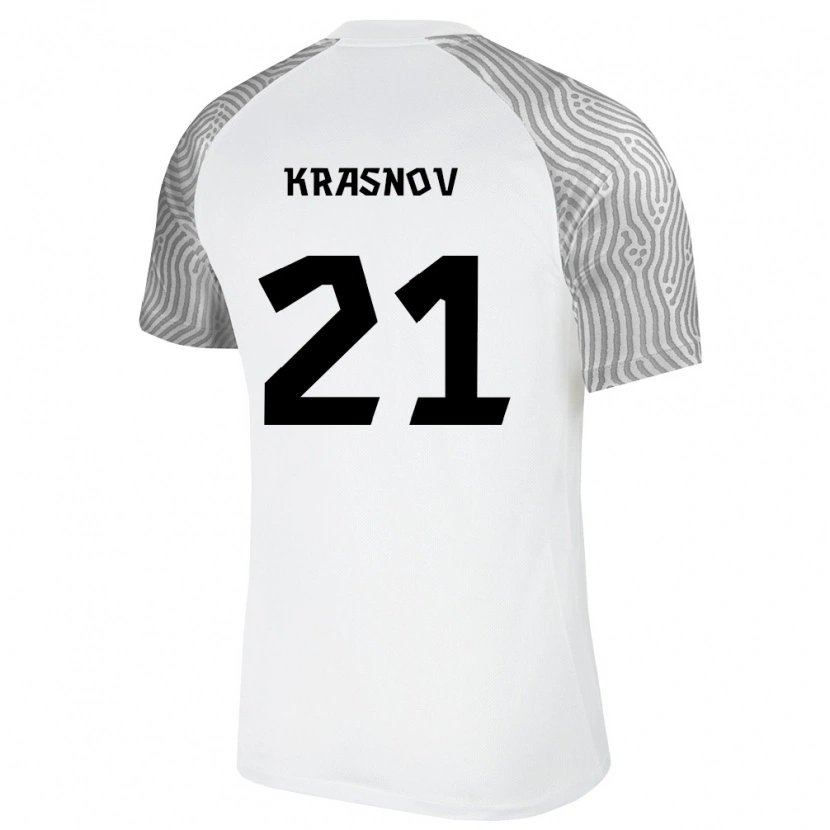 Danxen Niño Camiseta Estonia Ivan Krasnov #21 Blanco Gris 2ª Equipación 26-28 La Camisa