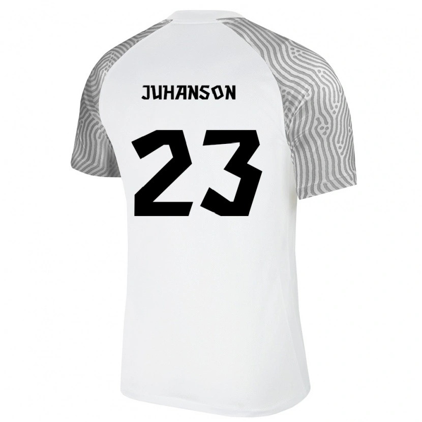 Danxen Niño Camiseta Estonia Roven Juhanson #23 Blanco Gris 2ª Equipación 26-28 La Camisa