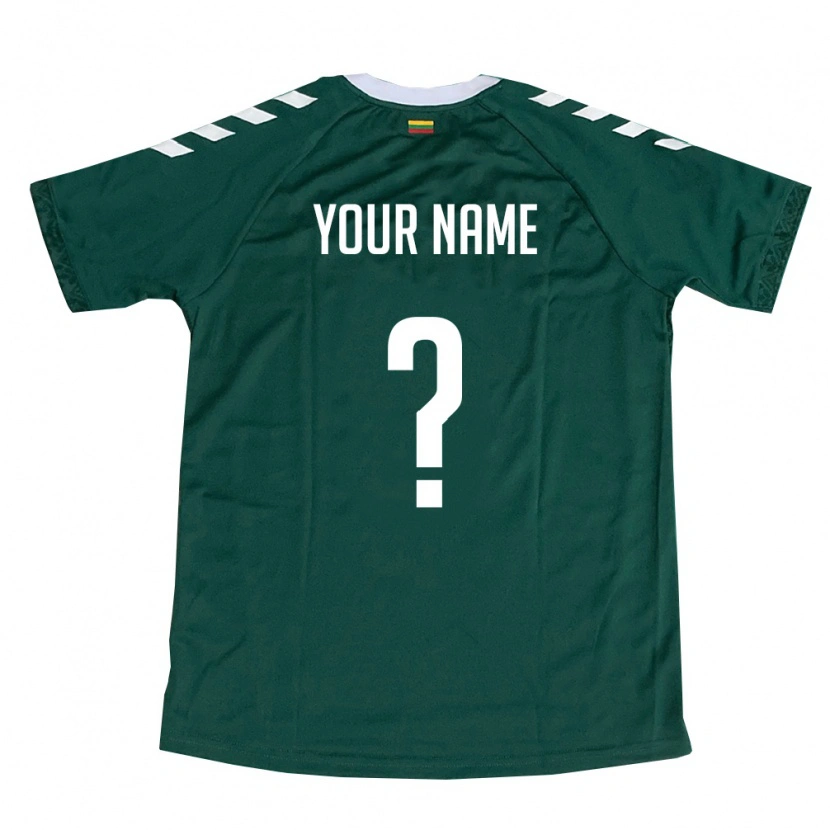 Danxen Niño Camiseta Lituania Su Nombre #0 Verde Oscuro Blanco 2ª Equipación 26-28 La Camisa