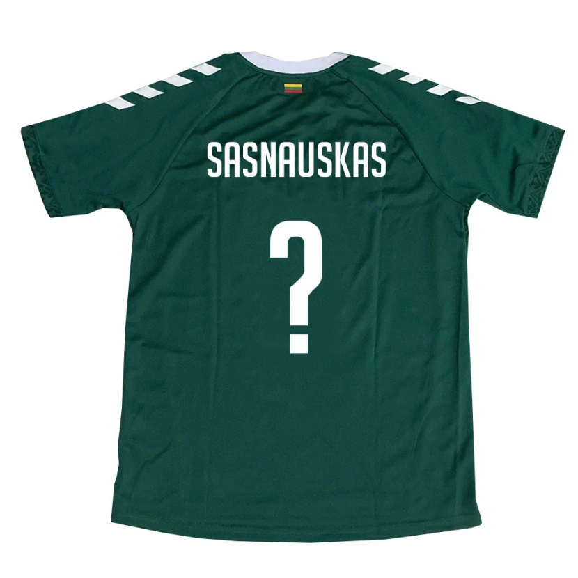 Danxen Niño Camiseta Lituania Dovydas Sasnauskas #0 Verde Oscuro Blanco 2ª Equipación 26-28 La Camisa