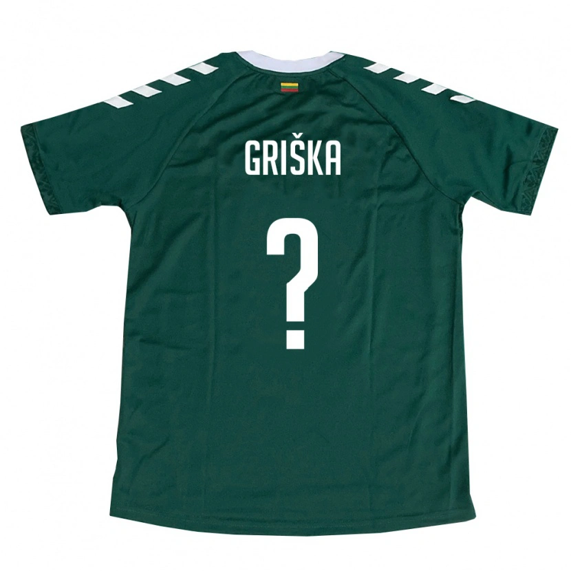 Danxen Niño Camiseta Lituania Dovydas Griška #0 Verde Oscuro Blanco 2ª Equipación 26-28 La Camisa
