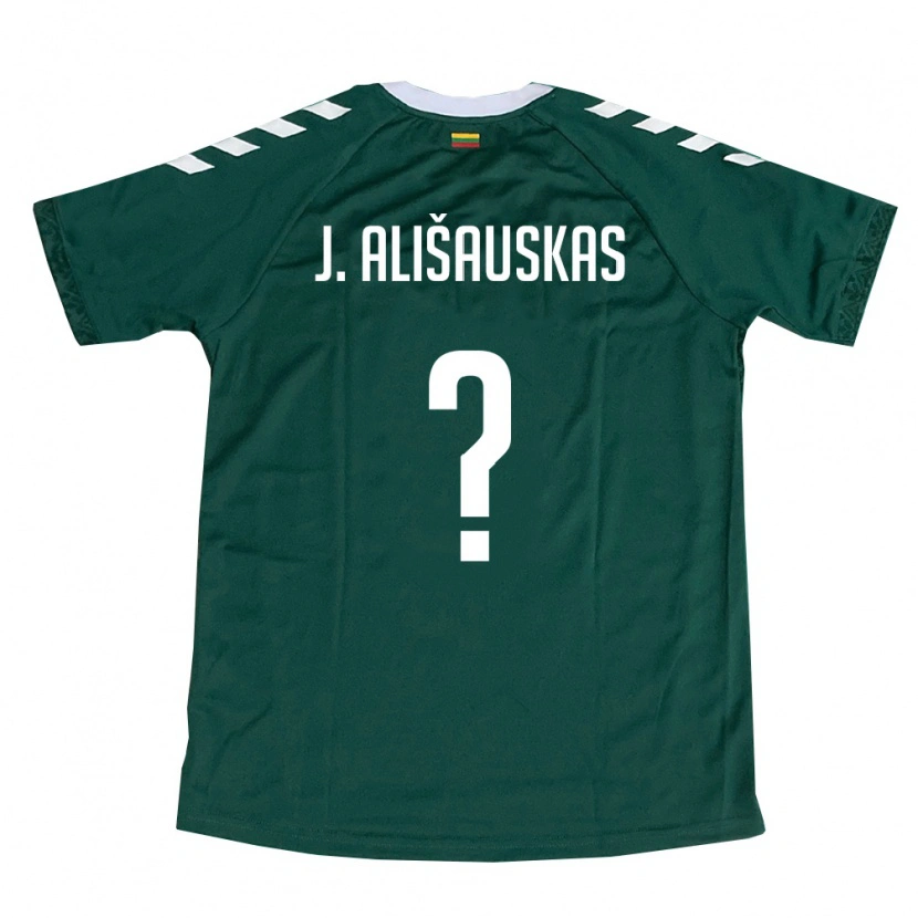 Danxen Niño Camiseta Lituania Jordanas Ališauskas #0 Verde Oscuro Blanco 2ª Equipación 26-28 La Camisa