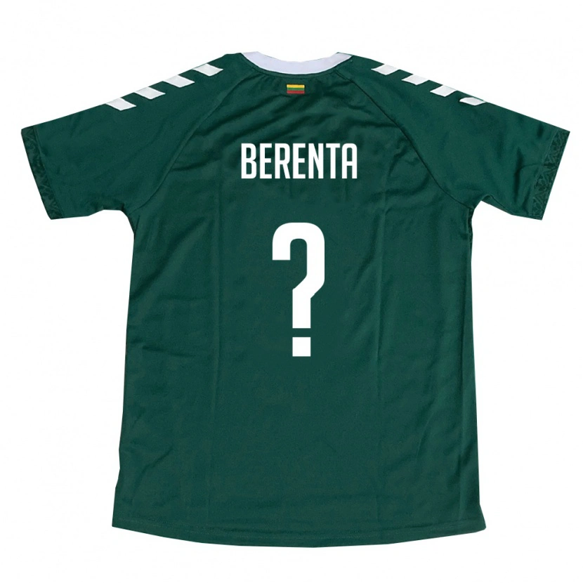 Danxen Niño Camiseta Lituania Vakaris Berenta #0 Verde Oscuro Blanco 2ª Equipación 26-28 La Camisa