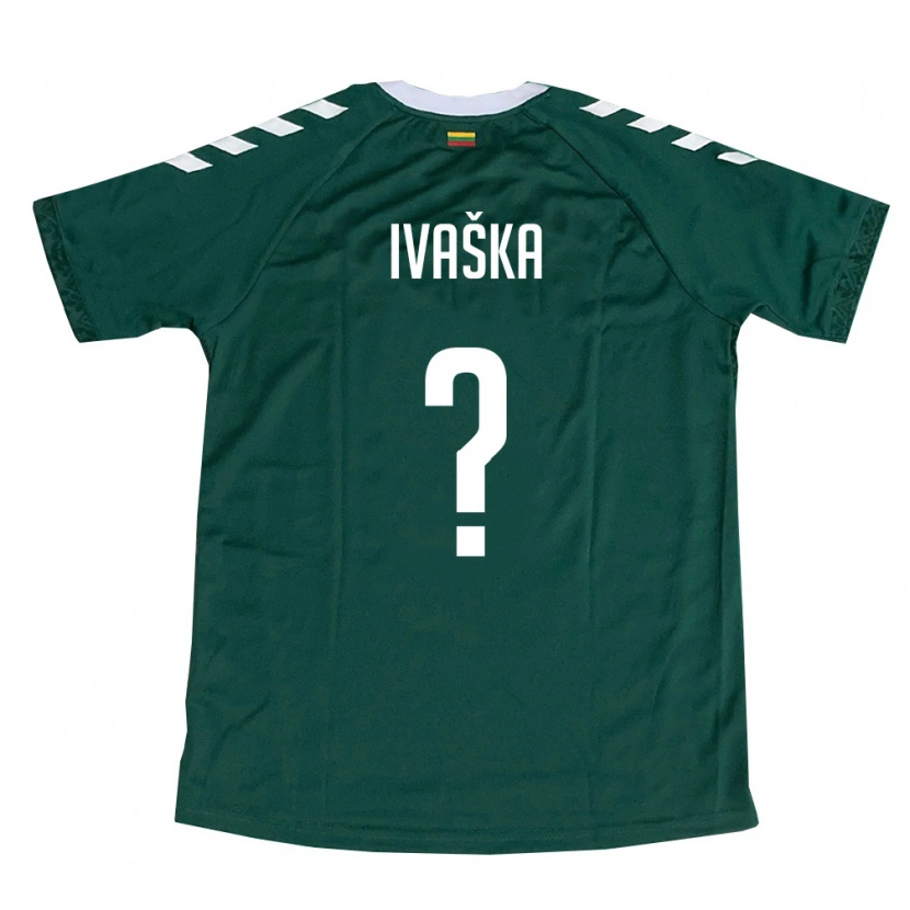 Danxen Niño Camiseta Lituania Ignas Ivaška #0 Verde Oscuro Blanco 2ª Equipación 26-28 La Camisa