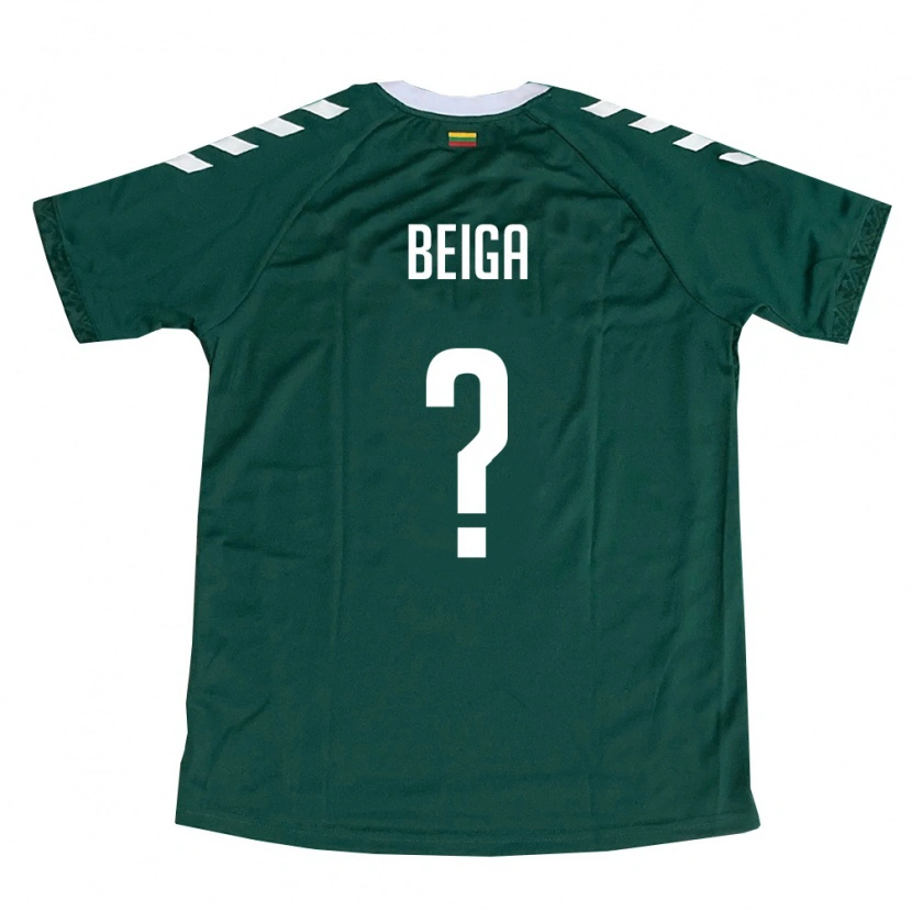 Danxen Niño Camiseta Lituania Eligijus Beiga #0 Verde Oscuro Blanco 2ª Equipación 26-28 La Camisa
