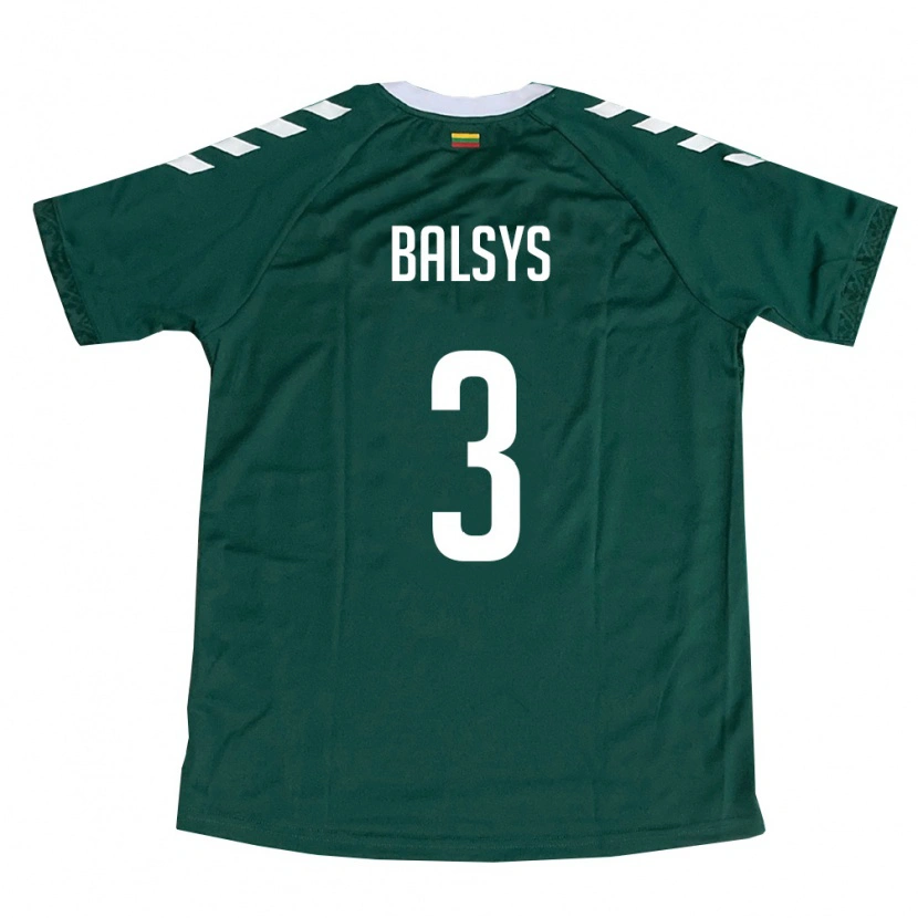 Danxen Niño Camiseta Lituania Dovydas Balsys #3 Verde Oscuro Blanco 2ª Equipación 26-28 La Camisa