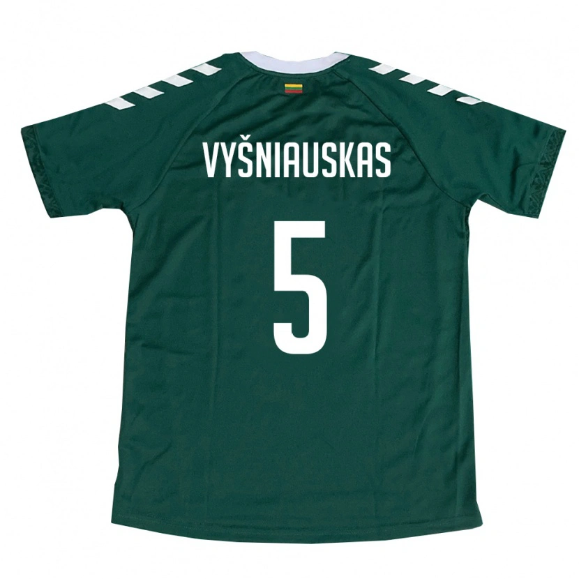 Danxen Niño Camiseta Lituania Nojus Vyšniauskas #5 Verde Oscuro Blanco 2ª Equipación 26-28 La Camisa