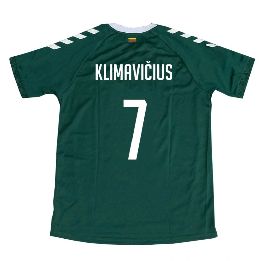 Danxen Niño Camiseta Lituania Nedas Klimavičius #7 Verde Oscuro Blanco 2ª Equipación 26-28 La Camisa