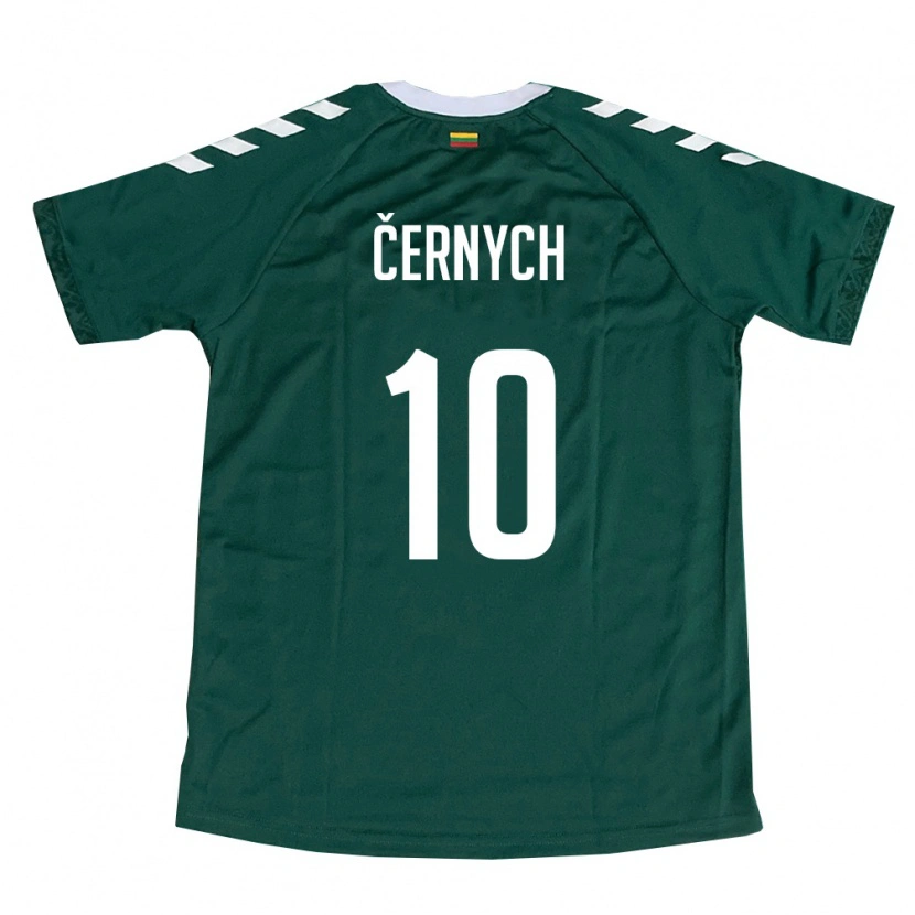 Danxen Niño Camiseta Lituania Fedor Černych #10 Verde Oscuro Blanco 2ª Equipación 26-28 La Camisa