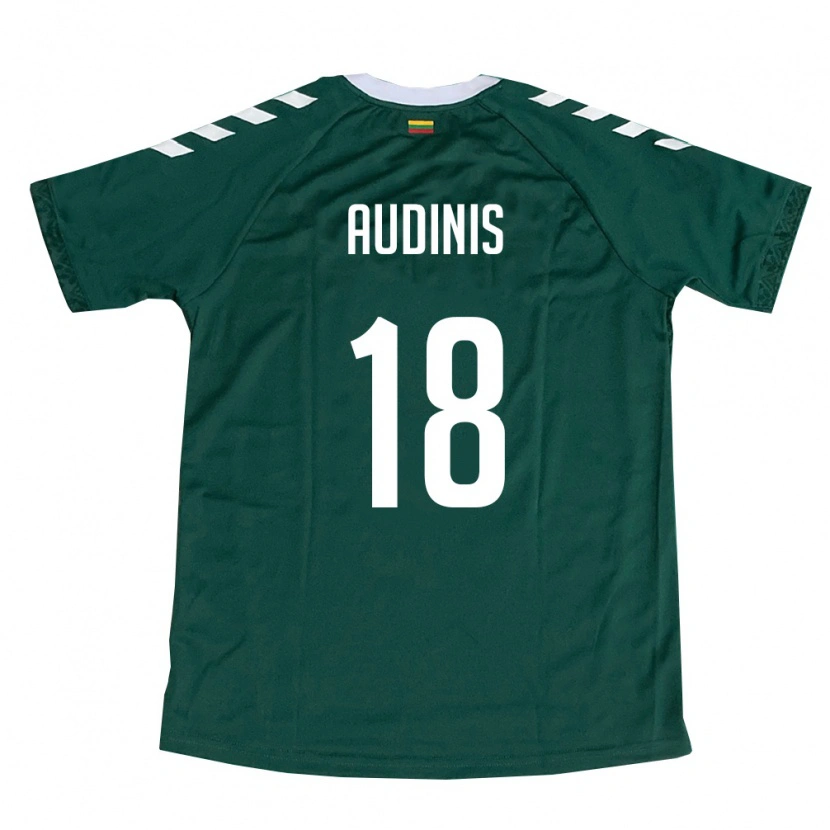 Danxen Niño Camiseta Lituania Nojus Audinis #18 Verde Oscuro Blanco 2ª Equipación 26-28 La Camisa