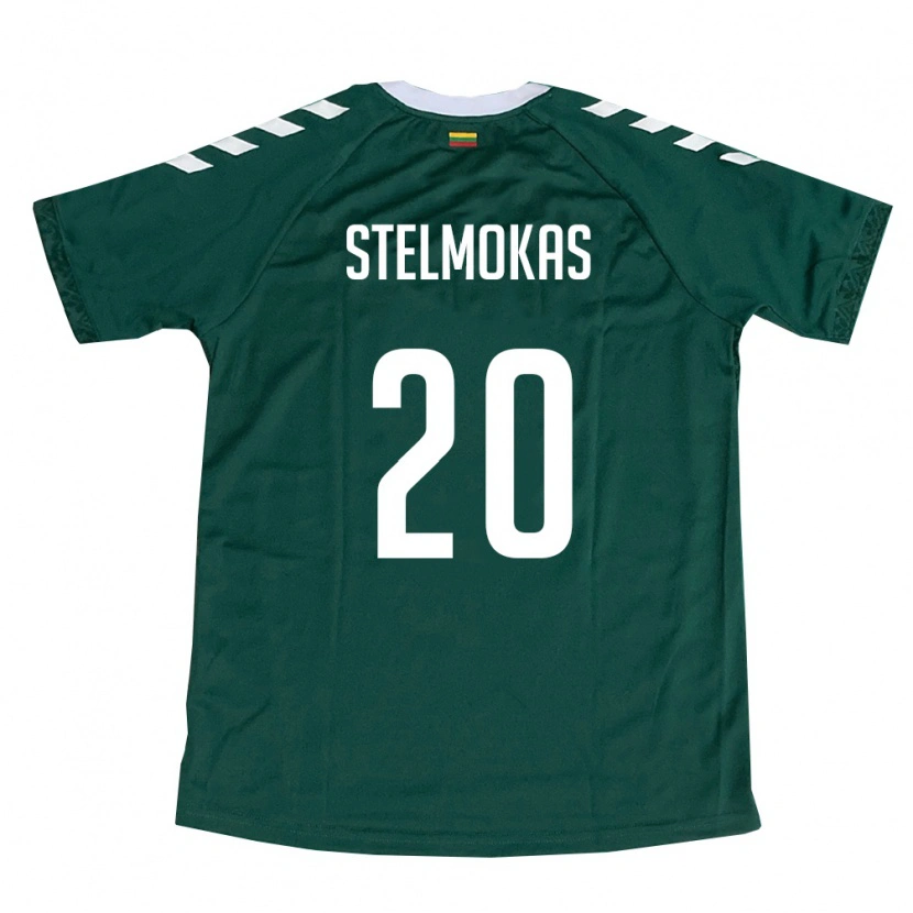 Danxen Niño Camiseta Lituania Tomas Stelmokas #20 Verde Oscuro Blanco 2ª Equipación 26-28 La Camisa