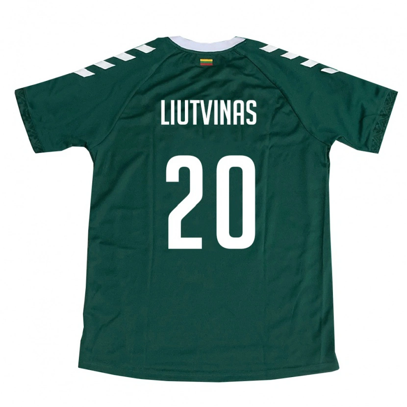 Danxen Niño Camiseta Lituania Kristupas Liutvinas #20 Verde Oscuro Blanco 2ª Equipación 26-28 La Camisa