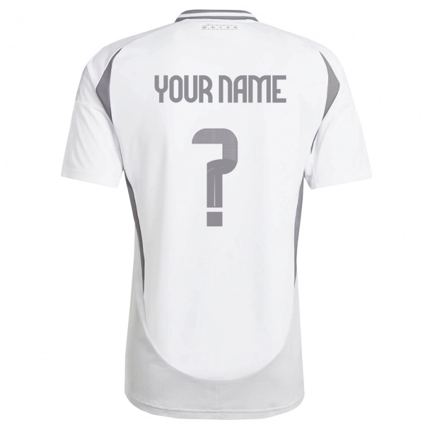Danxen Niño Camiseta Letonia Su Nombre #0 Blanco Gris Oscuro 2ª Equipación 26-28 La Camisa