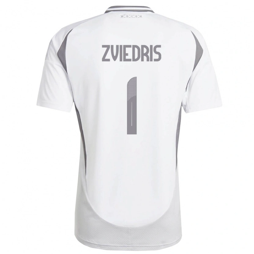 Danxen Niño Camiseta Letonia Krisjanis Zviedris #1 Blanco Gris Oscuro 2ª Equipación 26-28 La Camisa