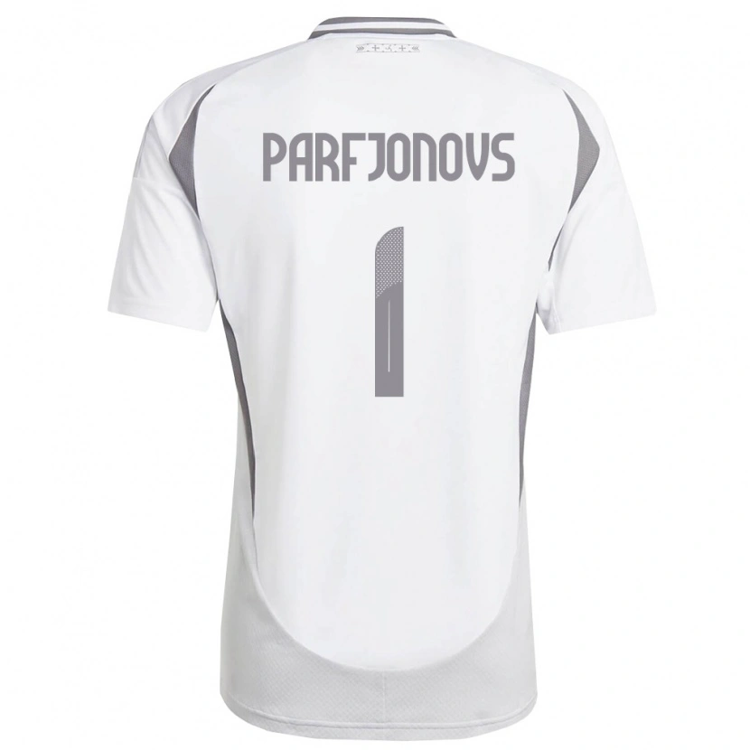 Danxen Niño Camiseta Letonia Nikita Parfjonovs #1 Blanco Gris Oscuro 2ª Equipación 26-28 La Camisa
