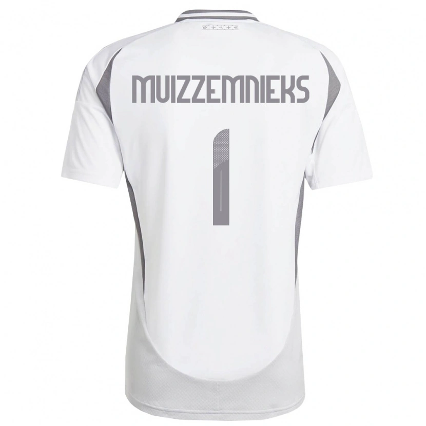Danxen Niño Camiseta Letonia Mareks Muizzemnieks #1 Blanco Gris Oscuro 2ª Equipación 26-28 La Camisa