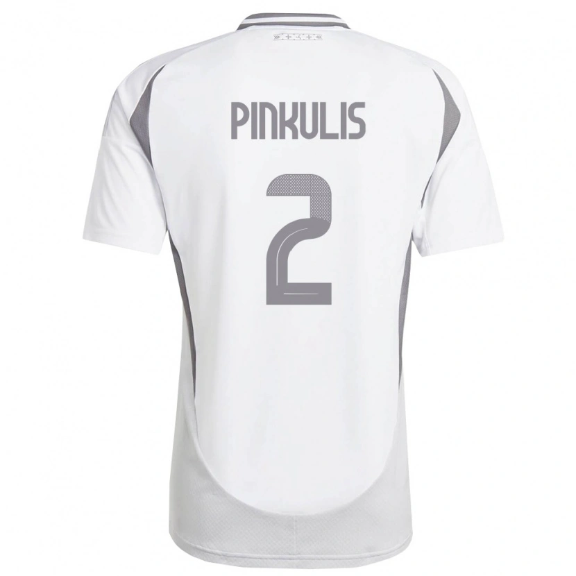 Danxen Niño Camiseta Letonia Pauls Pinkulis #2 Blanco Gris Oscuro 2ª Equipación 26-28 La Camisa