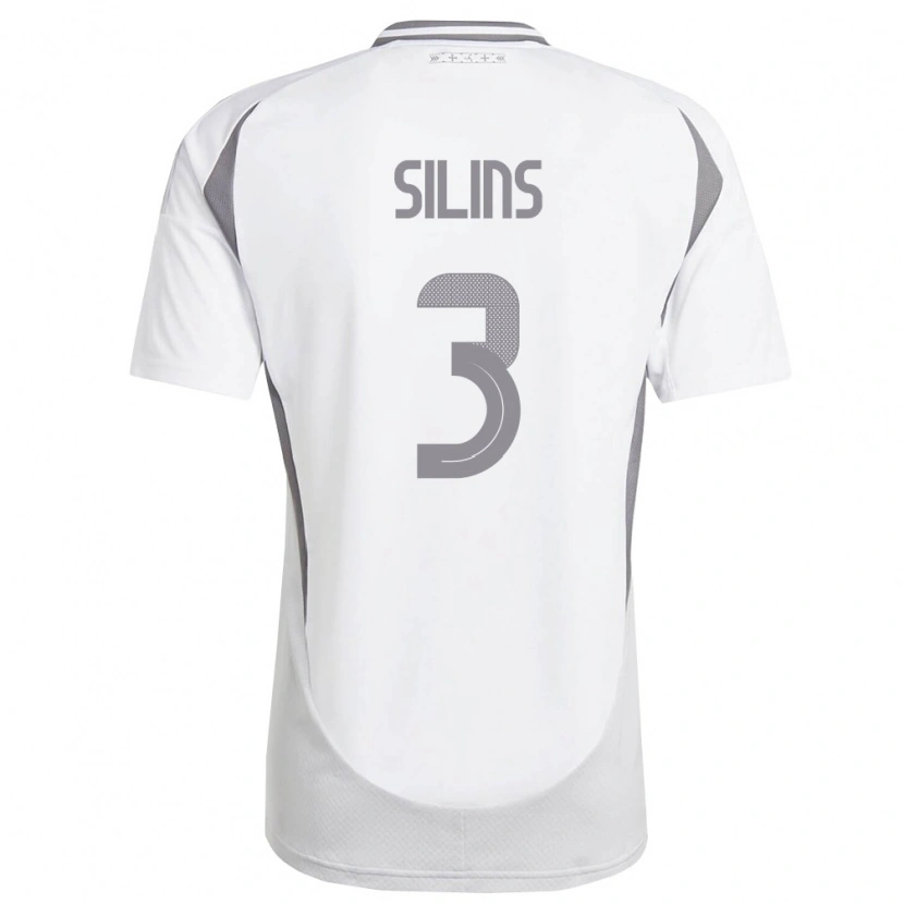 Danxen Niño Camiseta Letonia Matiss Silins #3 Blanco Gris Oscuro 2ª Equipación 26-28 La Camisa