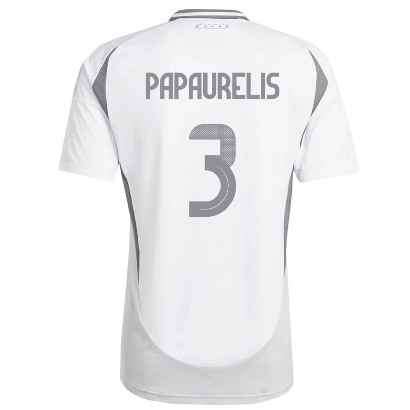 Danxen Niño Camiseta Letonia Marsels Papaurelis #3 Blanco Gris Oscuro 2ª Equipación 26-28 La Camisa