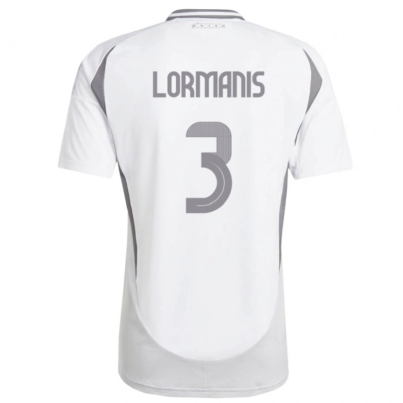 Danxen Niño Camiseta Letonia Martins Lormanis #3 Blanco Gris Oscuro 2ª Equipación 26-28 La Camisa