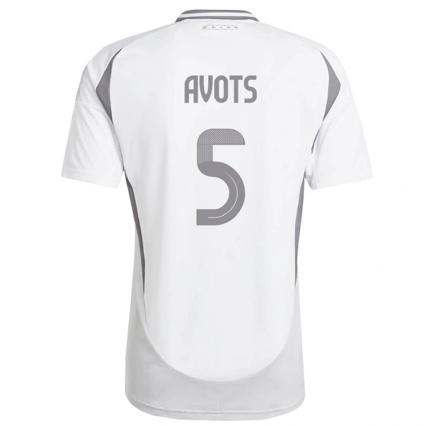Danxen Niño Camiseta Letonia Alberts Avots #5 Blanco Gris Oscuro 2ª Equipación 26-28 La Camisa