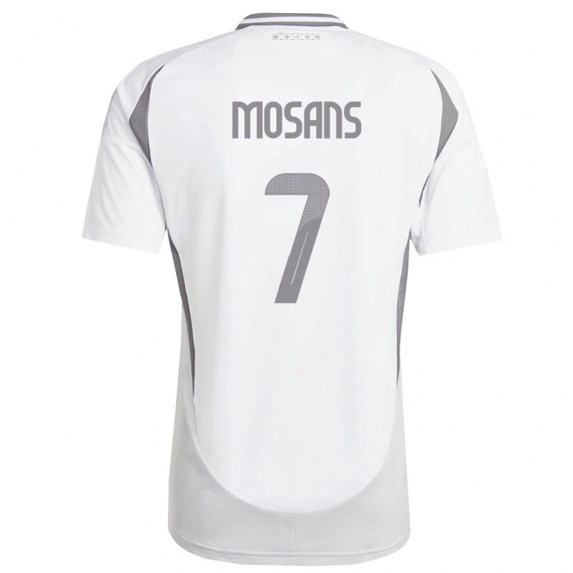 Danxen Niño Camiseta Letonia Kristaps Mosans #7 Blanco Gris Oscuro 2ª Equipación 26-28 La Camisa