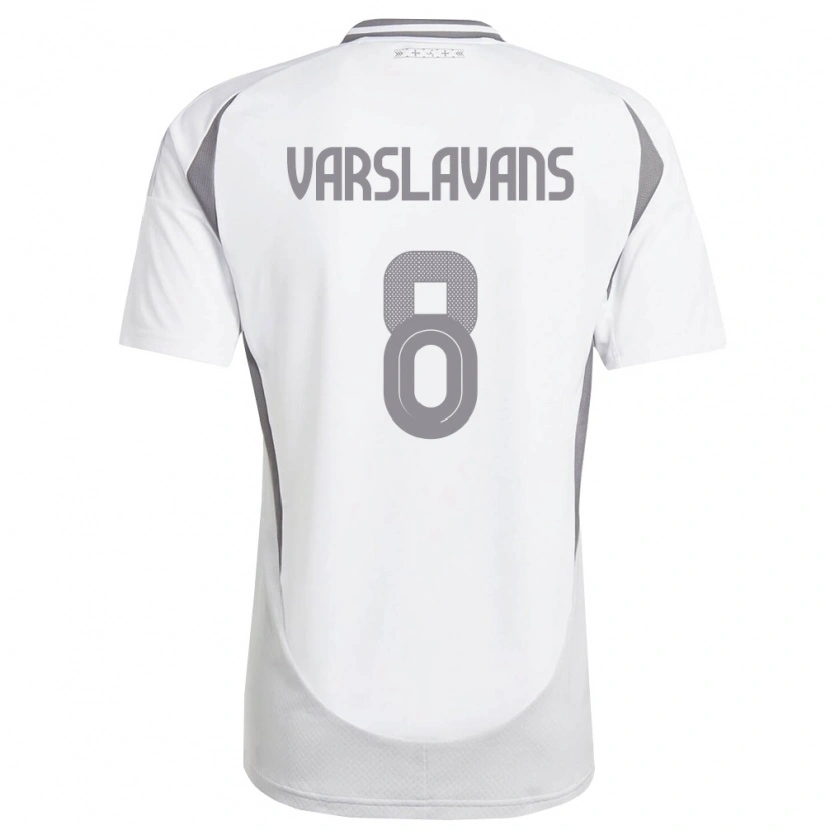 Danxen Niño Camiseta Letonia Renars Varslavans #8 Blanco Gris Oscuro 2ª Equipación 26-28 La Camisa