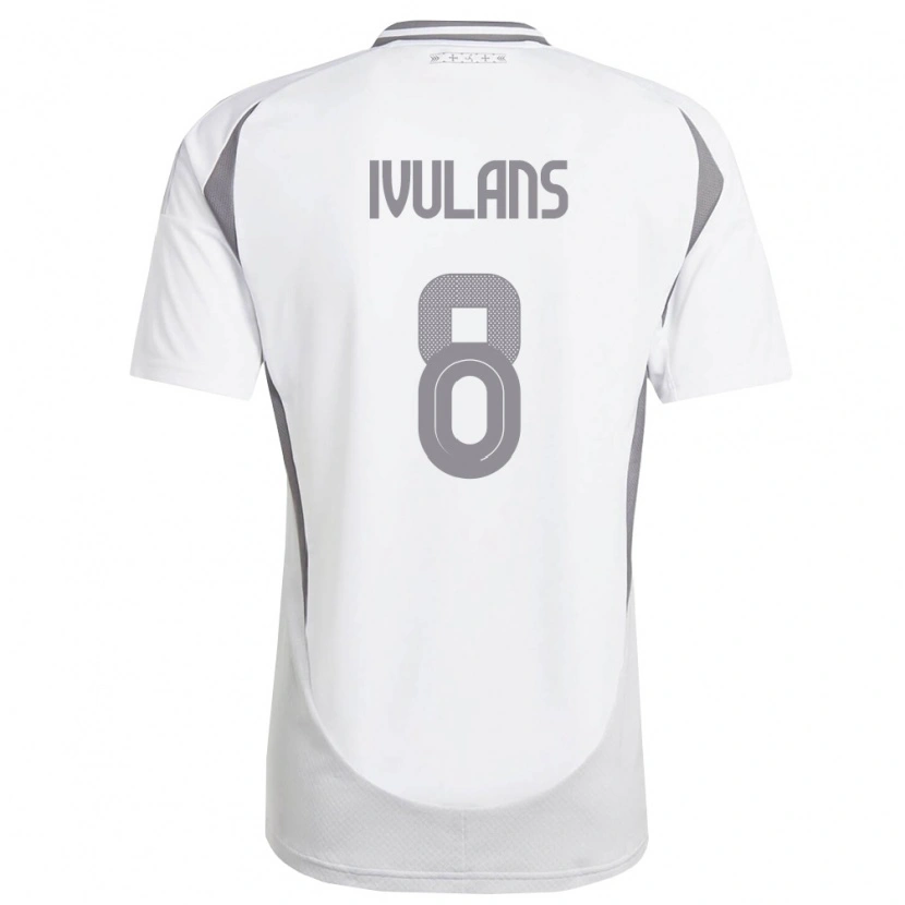 Danxen Niño Camiseta Letonia Markuss Ivulans #8 Blanco Gris Oscuro 2ª Equipación 26-28 La Camisa