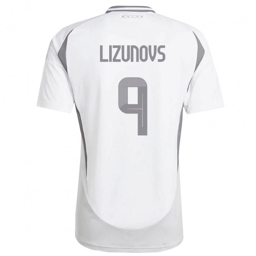 Danxen Niño Camiseta Letonia Valerijs Lizunovs #9 Blanco Gris Oscuro 2ª Equipación 26-28 La Camisa