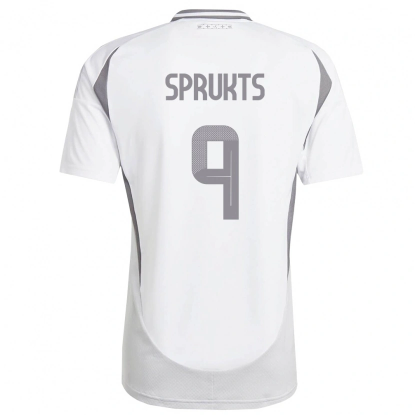 Danxen Niño Camiseta Letonia Emils Sprukts #9 Blanco Gris Oscuro 2ª Equipación 26-28 La Camisa