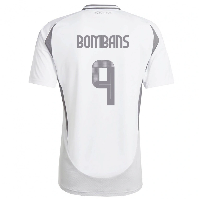 Danxen Niño Camiseta Letonia Georgijs Bombans #9 Blanco Gris Oscuro 2ª Equipación 26-28 La Camisa