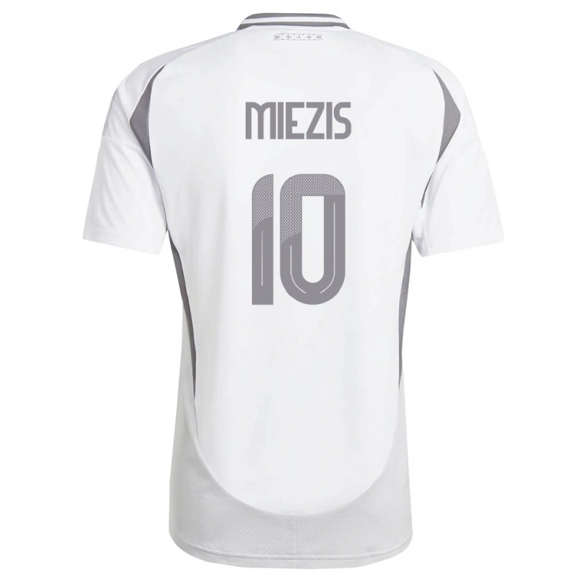 Danxen Niño Camiseta Letonia Karlis Miezis #10 Blanco Gris Oscuro 2ª Equipación 26-28 La Camisa